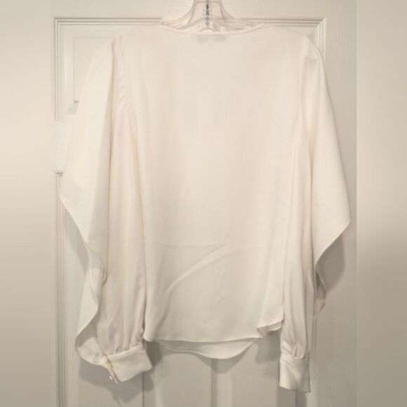 NWT Trina Turk White Women's Top blouse long sleeve cut out sleeve lagenlook XS - Picture 11 of 13